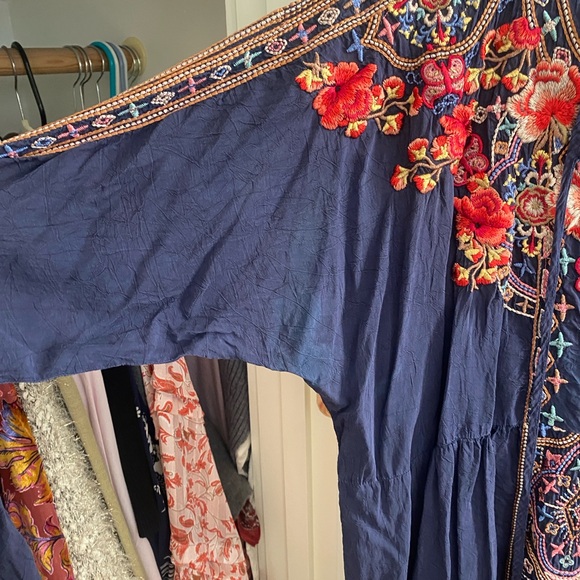 Johnny Was Navy Blouse with multicolored Embroidery - Picture 7 of 11